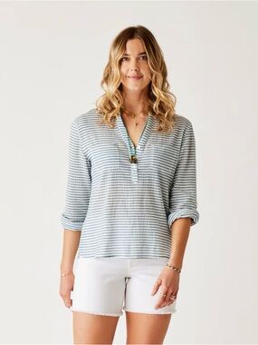 Carve design stripes Gray SZ large light weight casual everyday basic top